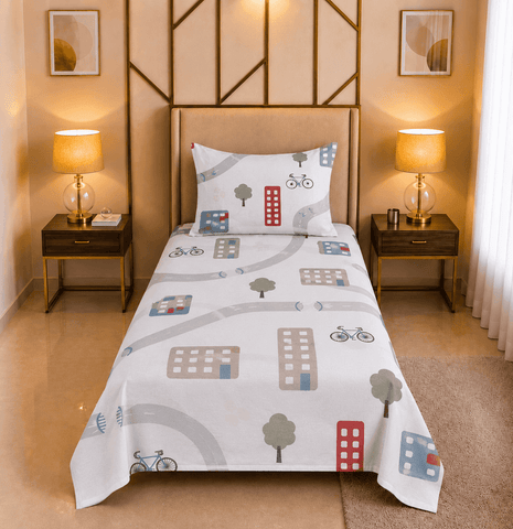 Kids Printed Cotton Rich Bedsheet Set TC-150 (Single)