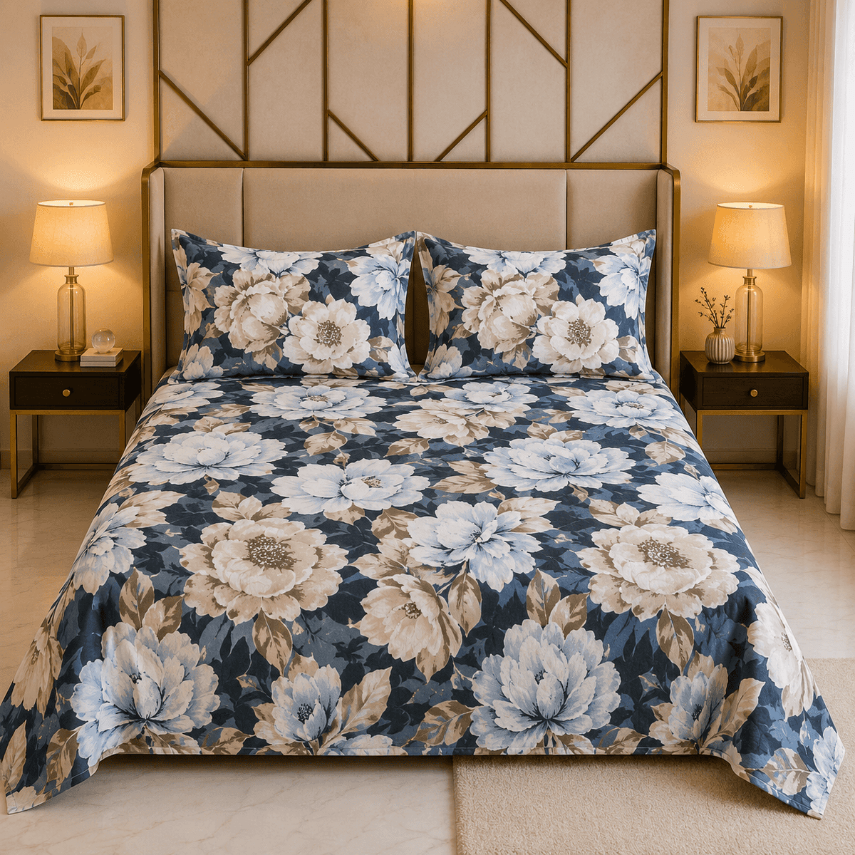 Double Printed Cotton Rich Bedsheet Set TC-150