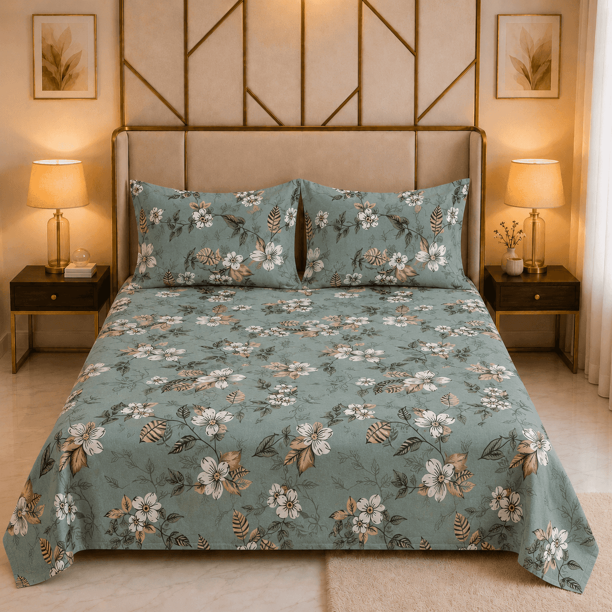 Double Printed Cotton Rich Bedsheet Set TC-150