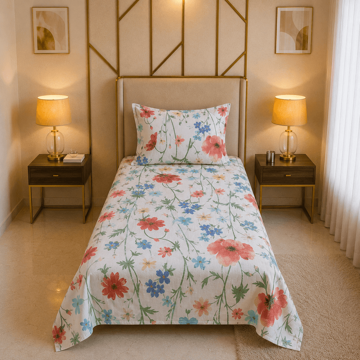 Knotco Printed Cotton Rich Bedsheet Set TC-150